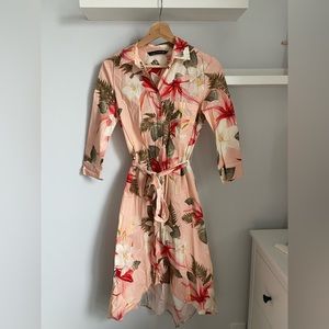 Zara Woman Small size cotton long sleeve dress with flowers